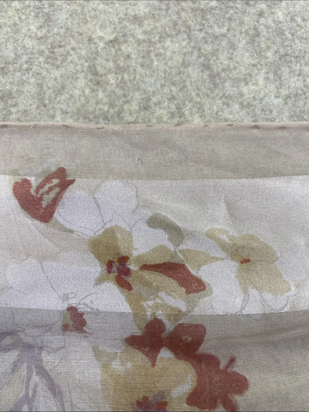 Bill Blass Vintage Silk Floral Striped Scarf Pink Taupe